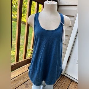 NWT icyzone Racerback Workout Running Tank Top Loose Fit Heather Blue Gym Shirt